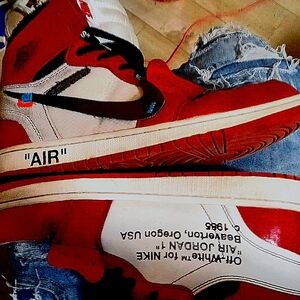 Offwhite/Nike AJ1 beavertons red and white with original laces ,no box.